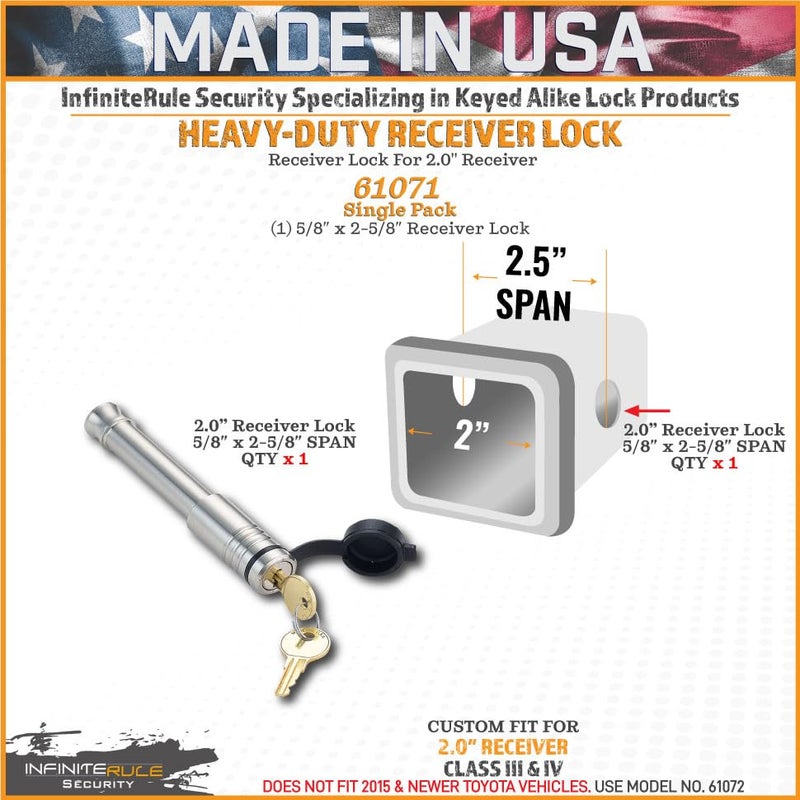 InfiniteRule Security 61071 | Receiver Lock for 2" Receiver - Class III & IV - Image 2